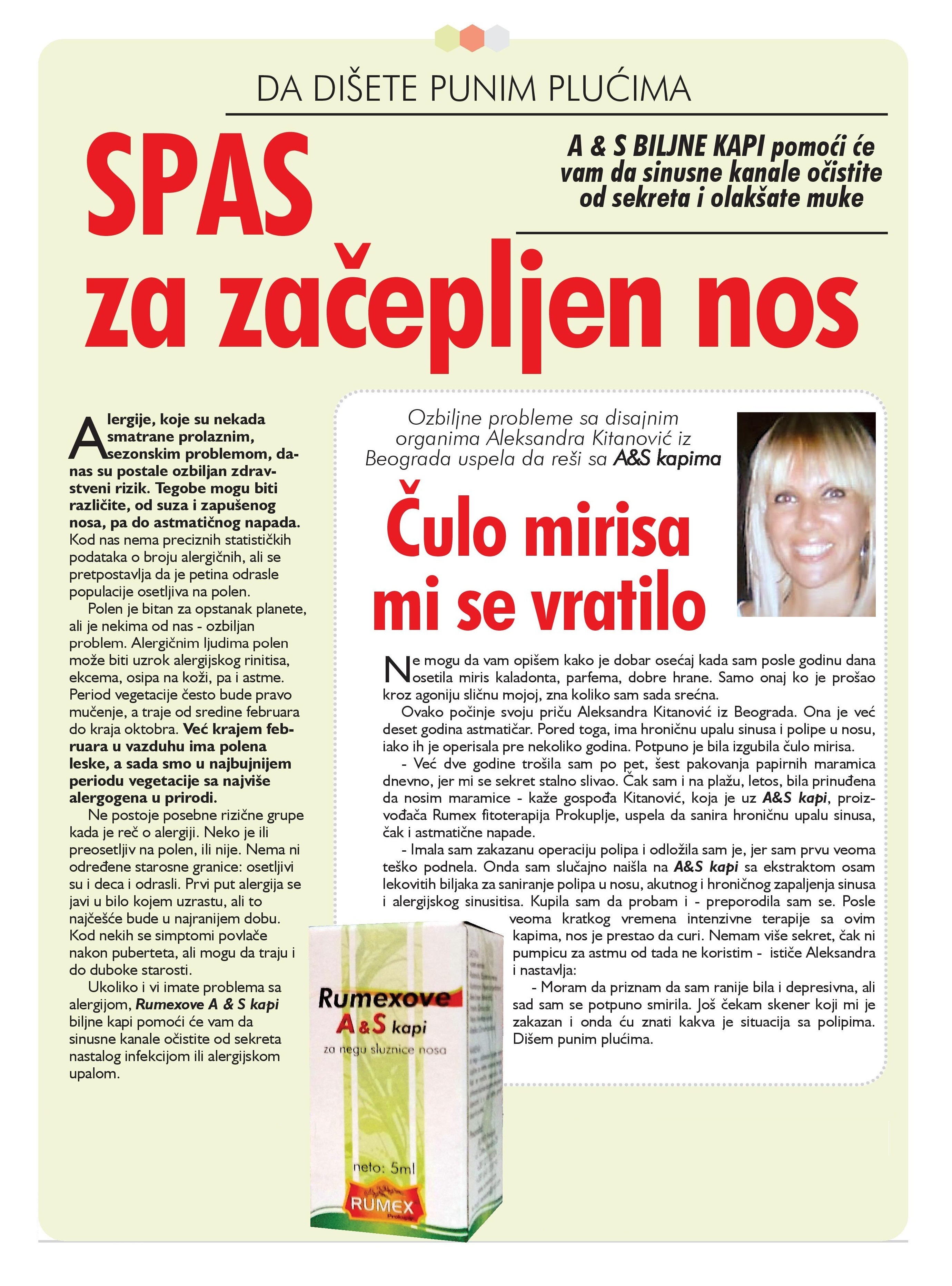 SPAS za začepljen nos